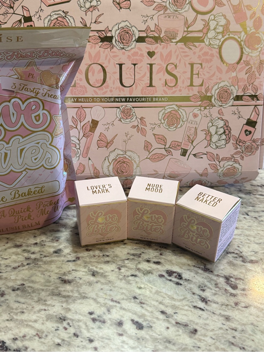 P. Louise Love Bites Blush Balm Trio. Sealed bag. Pics are of my set of blushers